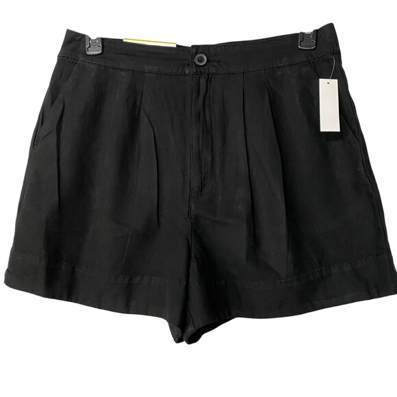Joie $158 Womens‎ Black Pleated Linen Blend Shorts Elastic Waist SM NWT - Picture 5 of 11
